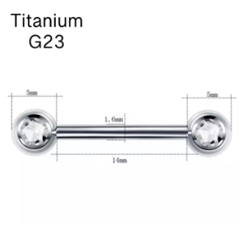 Штанги для сосків з камінчиком 1.6х14х5 - титанові